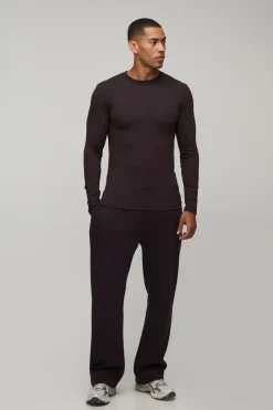 boohooMAN T-shirt À Manches Longues Ajusté Essentiel<Homme T-Shirts|Essentiels