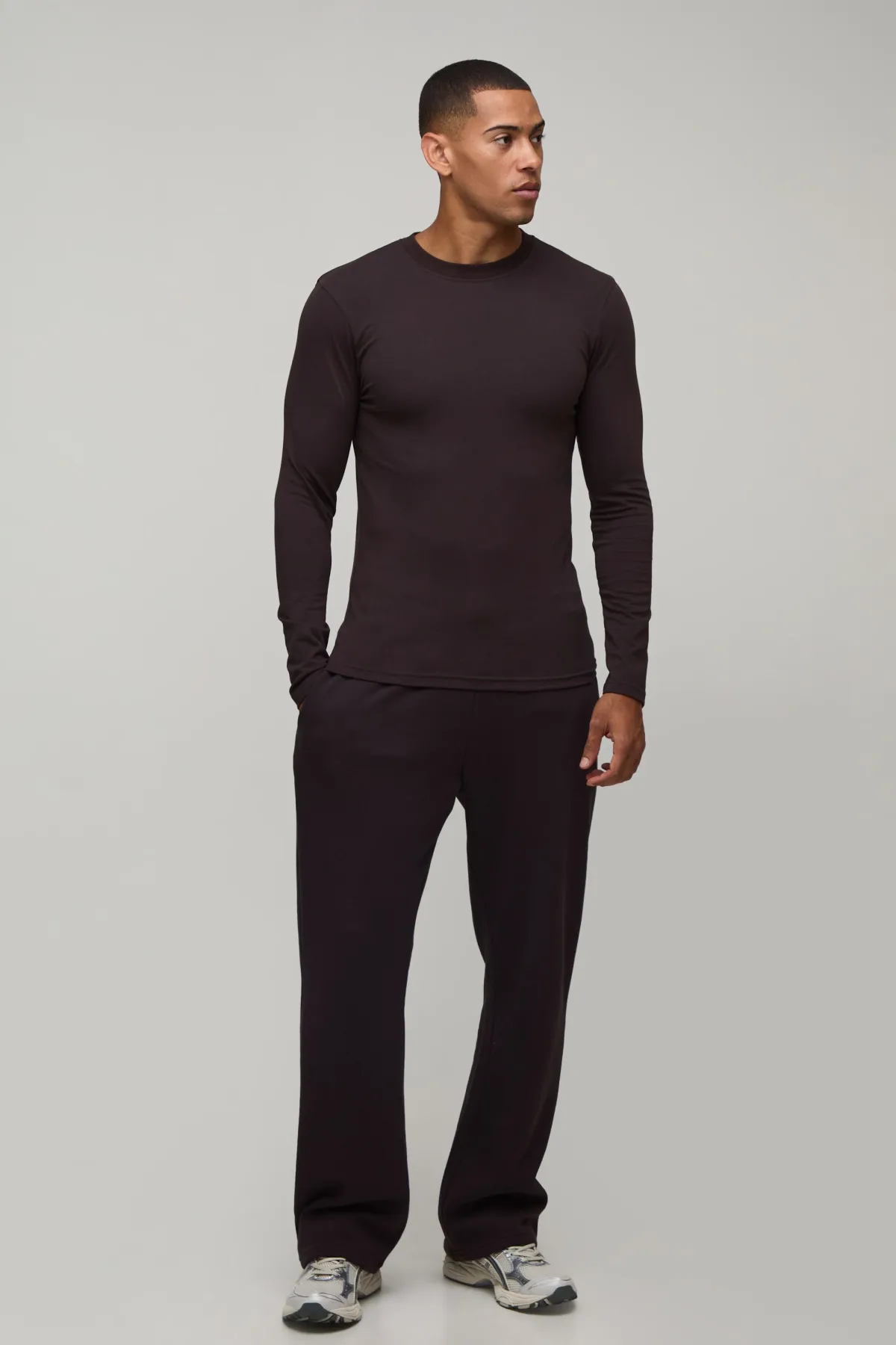 boohooMAN T-shirt À Manches Longues Ajusté Essentiel<Homme T-Shirts|Essentiels