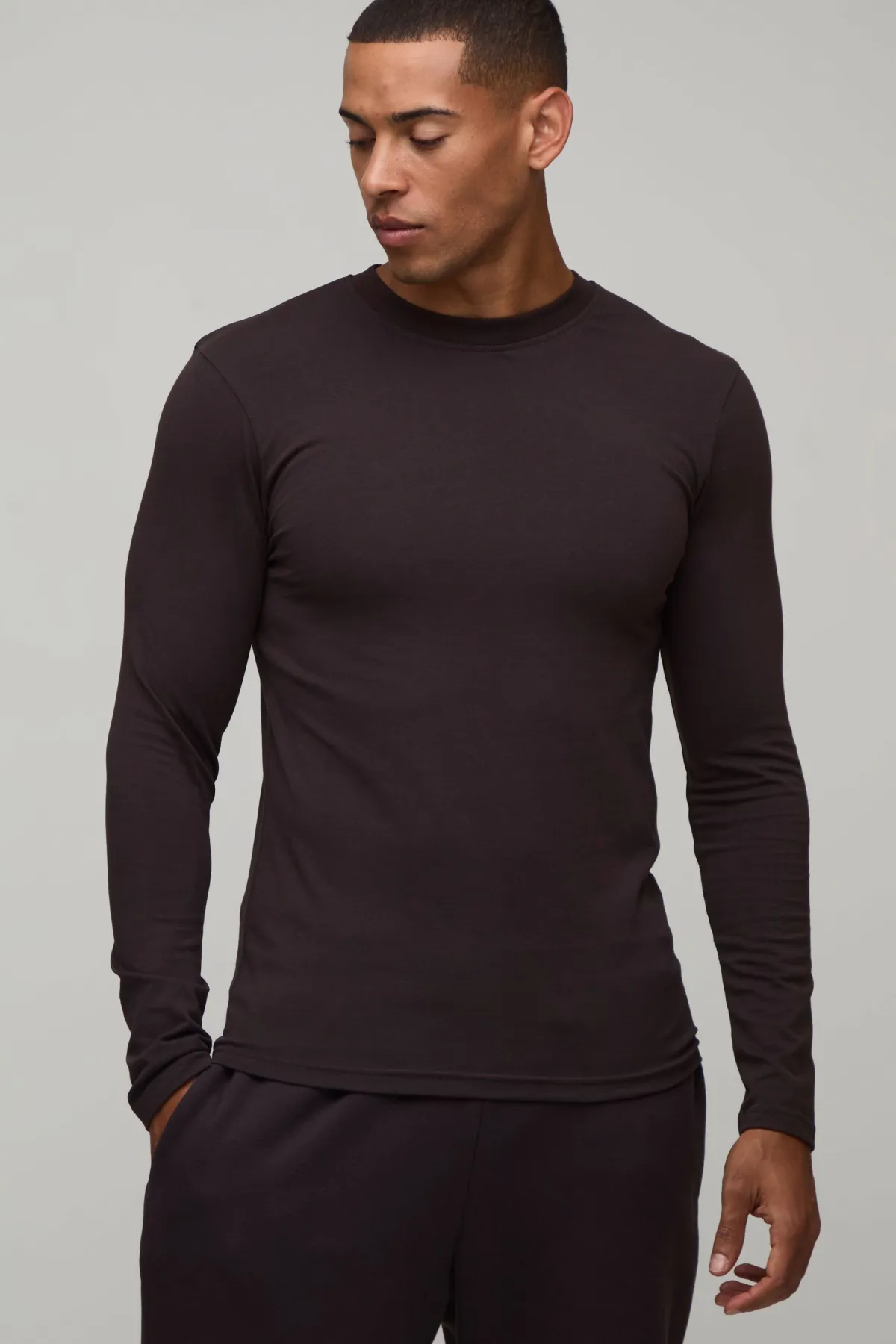 boohooMAN T-shirt À Manches Longues Ajusté Essentiel<Homme T-Shirts|Essentiels