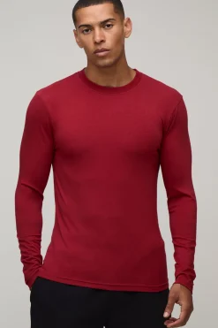 boohooMAN T-shirt À Manches Longues Ajusté Essentiel Coupe Près Du Corps<Homme T-Shirts|Essentiels