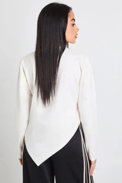 T-Shirt à Manches Longues avec Ourlet Asymétrique