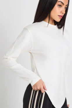 T-Shirt à Manches Longues avec Ourlet Asymétrique