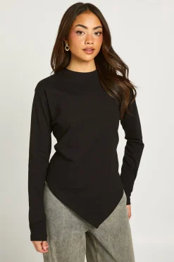T-shirt À Manches Longues Avec Ourlet Asymétrique