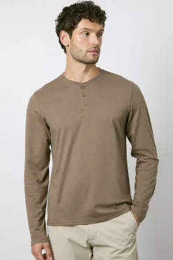 Burton T-shirt Manches Longues Col Grand-père Couleur Noyer<Homme T-Shirts