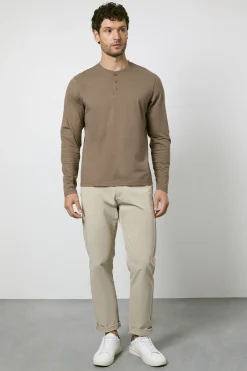 Burton T-shirt Manches Longues Col Grand-père Couleur Noyer<Homme T-Shirts