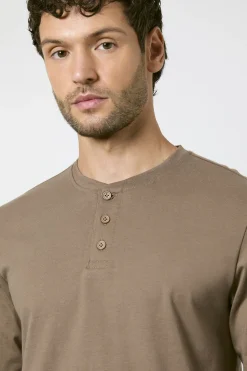 Burton T-shirt Manches Longues Col Grand-père Couleur Noyer<Homme T-Shirts