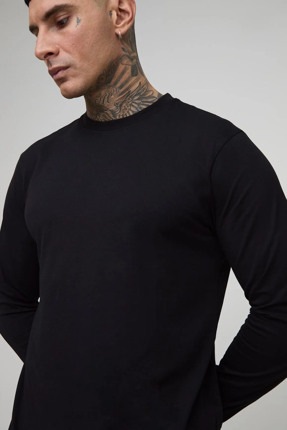 T-shirt à manches longues, col rond, coupe Regular Fit pour grandes tailles
