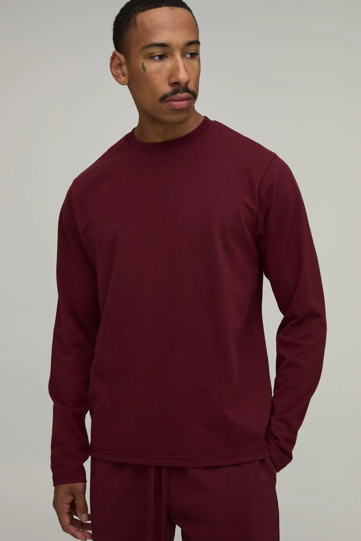 T-shirt Manches Longues Coupe Regular En Coton Épais