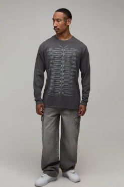 T-shirt À Manches Longues Coupe Regular Imprimé Napoléon Anthracite