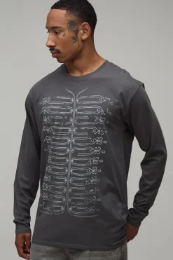 T-shirt À Manches Longues Coupe Regular Imprimé Napoléon Anthracite