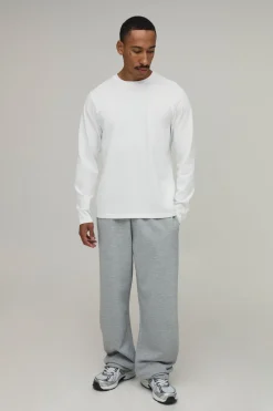 boohooMAN T-shirt Manches Longues Coupe Regular Poids Lourd<Homme Nouveautés Grande Taille|Ensembles Grandes Tailles