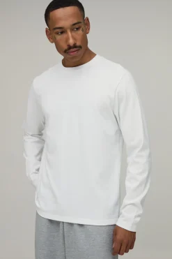 boohooMAN T-shirt Manches Longues Coupe Regular Poids Lourd<Homme Nouveautés Grande Taille|Ensembles Grandes Tailles