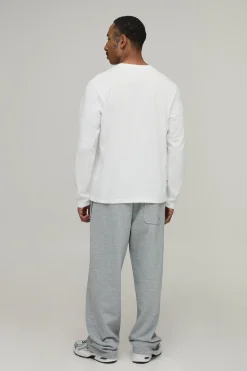 boohooMAN T-shirt Manches Longues Coupe Regular Poids Lourd<Homme Nouveautés Grande Taille|Ensembles Grandes Tailles