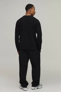 boohooMAN T-shirt À Manches Longues Coupe Regular Poids Lourd<Homme Nouveautés Grande Taille|Ensembles Grandes Tailles