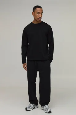 boohooMAN T-shirt À Manches Longues Coupe Regular Poids Lourd<Homme Nouveautés Grande Taille|Ensembles Grandes Tailles