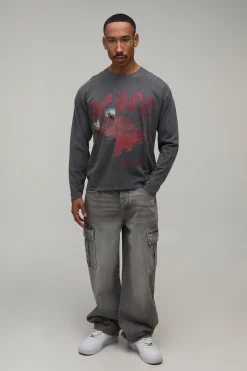 boohooMAN T-shirt Manches Longues Coupe Regular À Motif Western Washed Depot<Homme T-Shirts Impriméstendances|T-Shirts