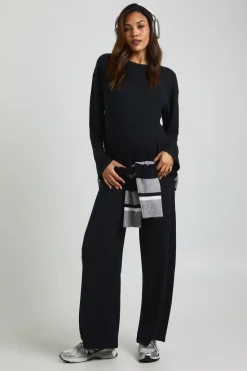 T-shirt à manches longues de maternité & pantalon à jambes larges coordonné