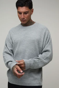 T-shirt À Manches Longues En Maille Côtelée Coupe Regular Pour Homme Grand