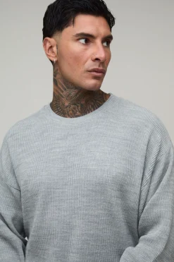 T-shirt À Manches Longues En Maille Côtelée Coupe Regular Pour Homme Grand