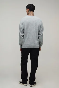 T-shirt À Manches Longues En Maille Côtelée Coupe Regular Pour Homme Grand