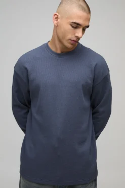 T-Shirt Manches Longues Gaufré Oversized
