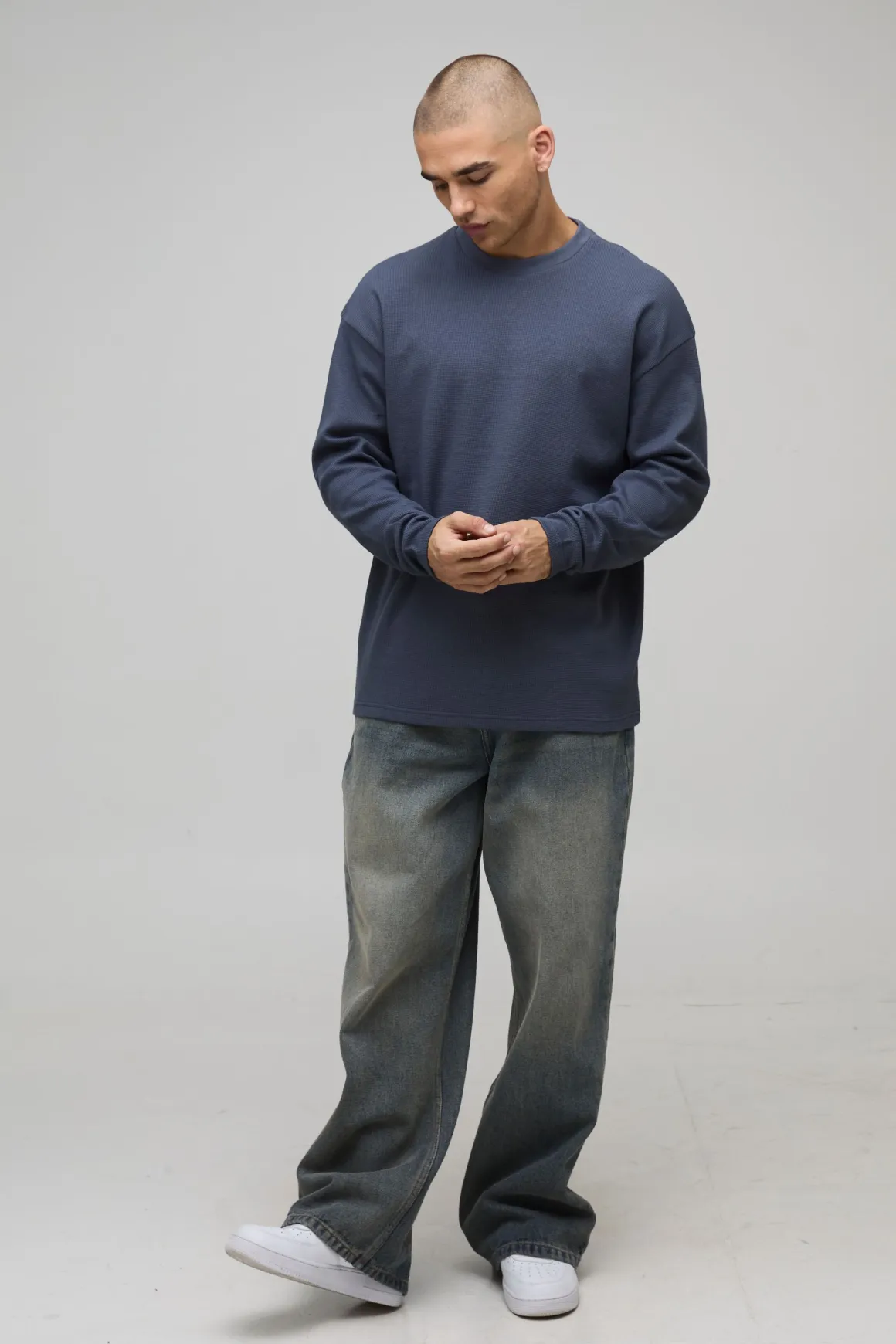 T-Shirt Manches Longues Gaufré Oversized