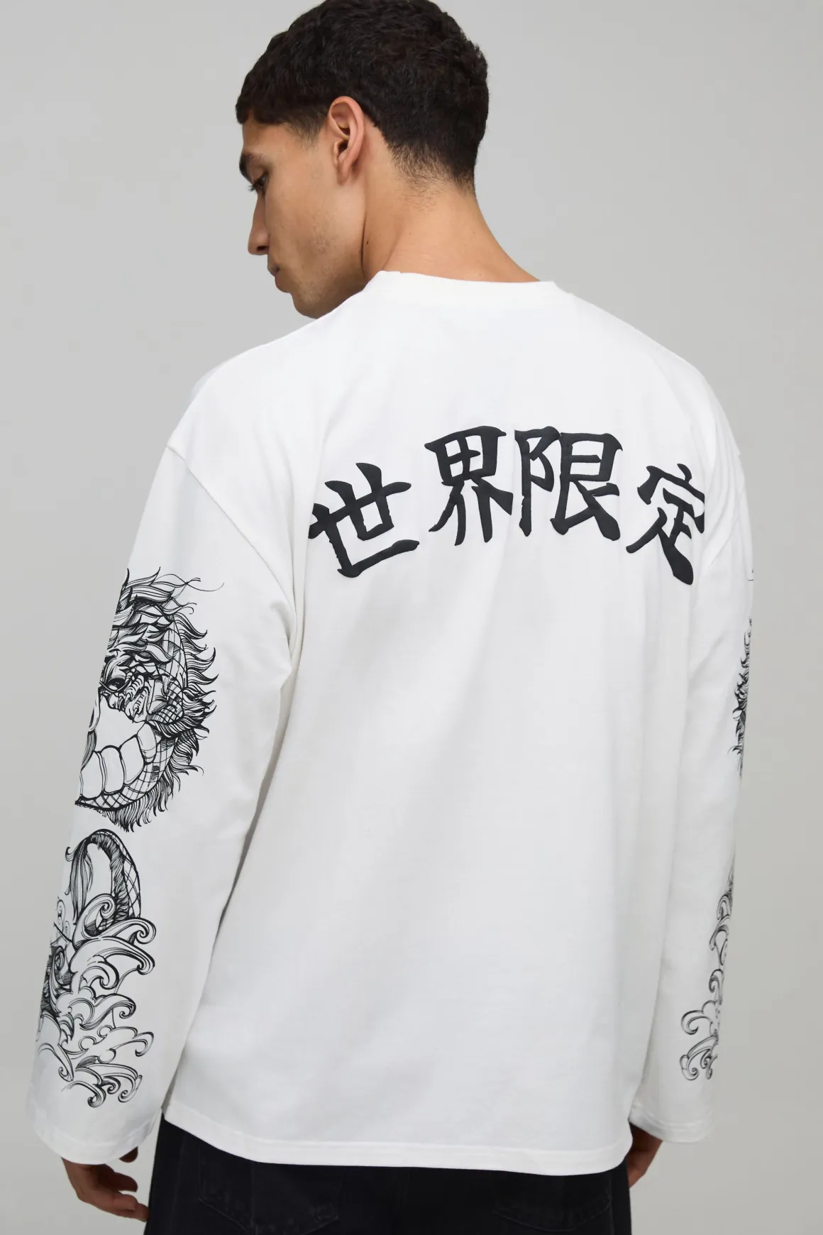 T-Shirt Manches Longues Graphique Dragon Oversize