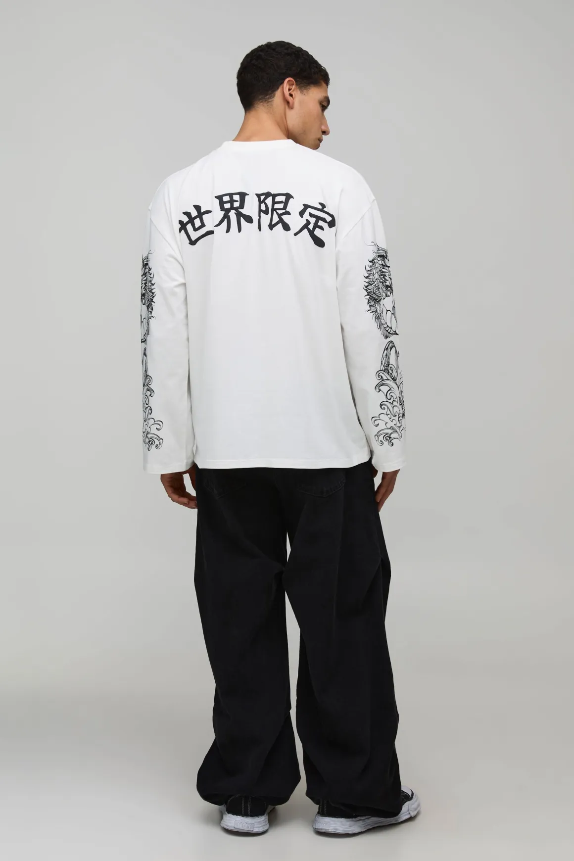T-Shirt Manches Longues Graphique Dragon Oversize