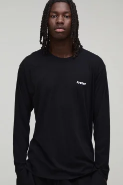 T-shirt Manches Longues Homme Regular Délavé Broderie Sport