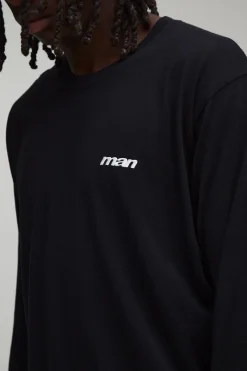 T-shirt Manches Longues Homme Regular Délavé Broderie Sport