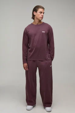 T-shirt Manches Longues Homme À Coupe Regular Fit Overteint Avec Logo Ovale