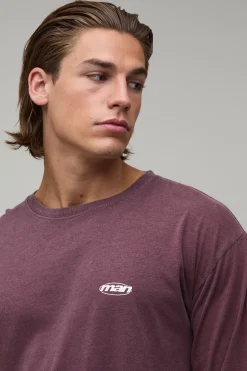boohooMAN T-shirt Manches Longues Homme Coupe Regular Fit Surteint Avec Logo Ovale<Homme T-Shirts