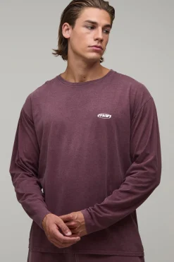 boohooMAN T-shirt Manches Longues Homme Coupe Regular Fit Surteint Avec Logo Ovale<Homme T-Shirts