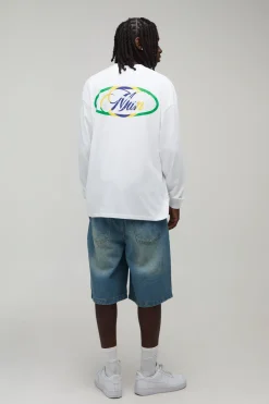 T-shirt Manches Longues Homme Oversize À Inscription Brazil