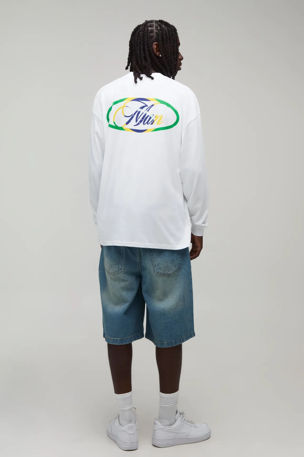 T-shirt Manches Longues Homme Oversize À Inscription Brazil