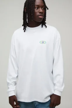 T-shirt Manches Longues Homme Oversize À Inscription Brazil