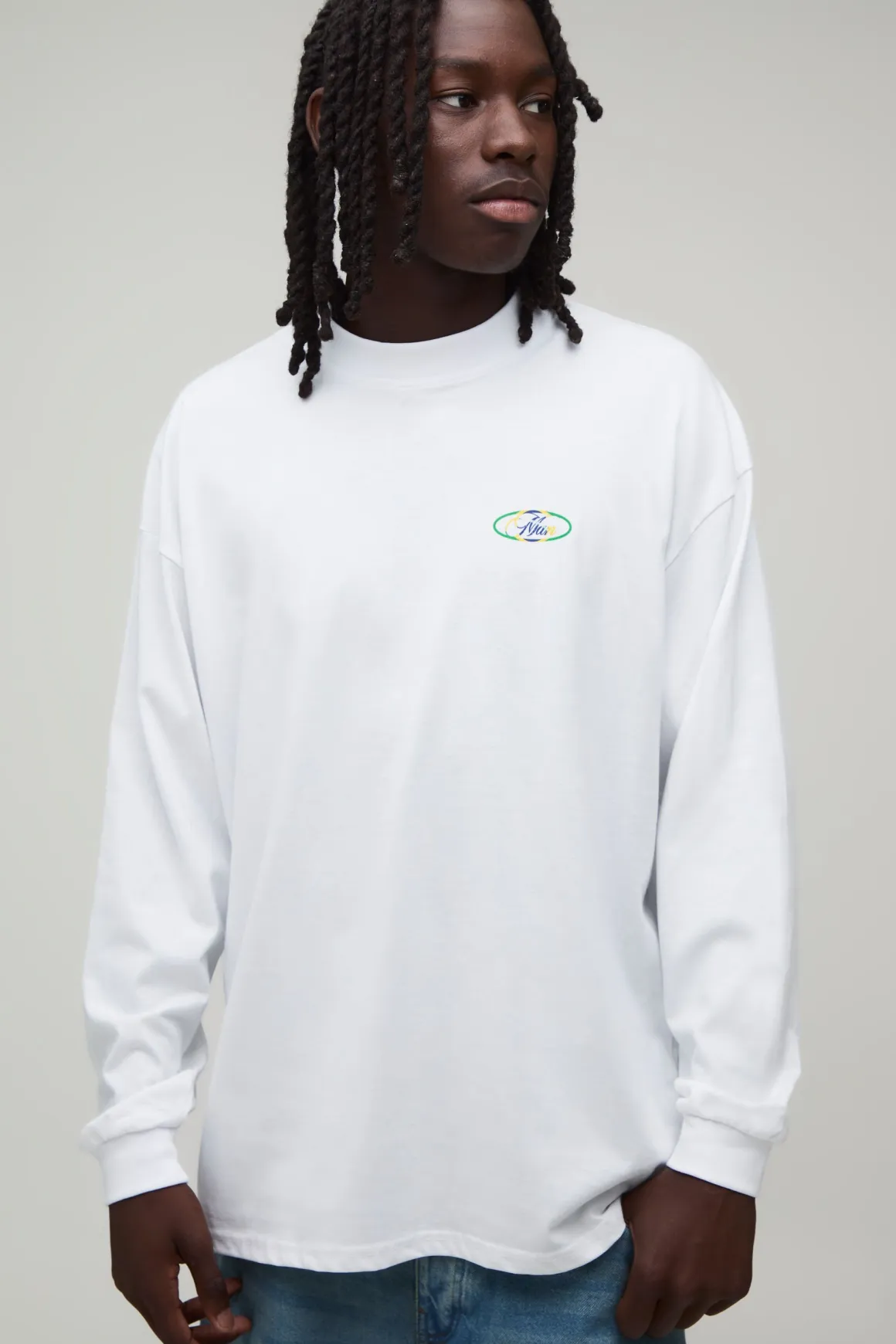 T-shirt Manches Longues Homme Oversize À Inscription Brazil