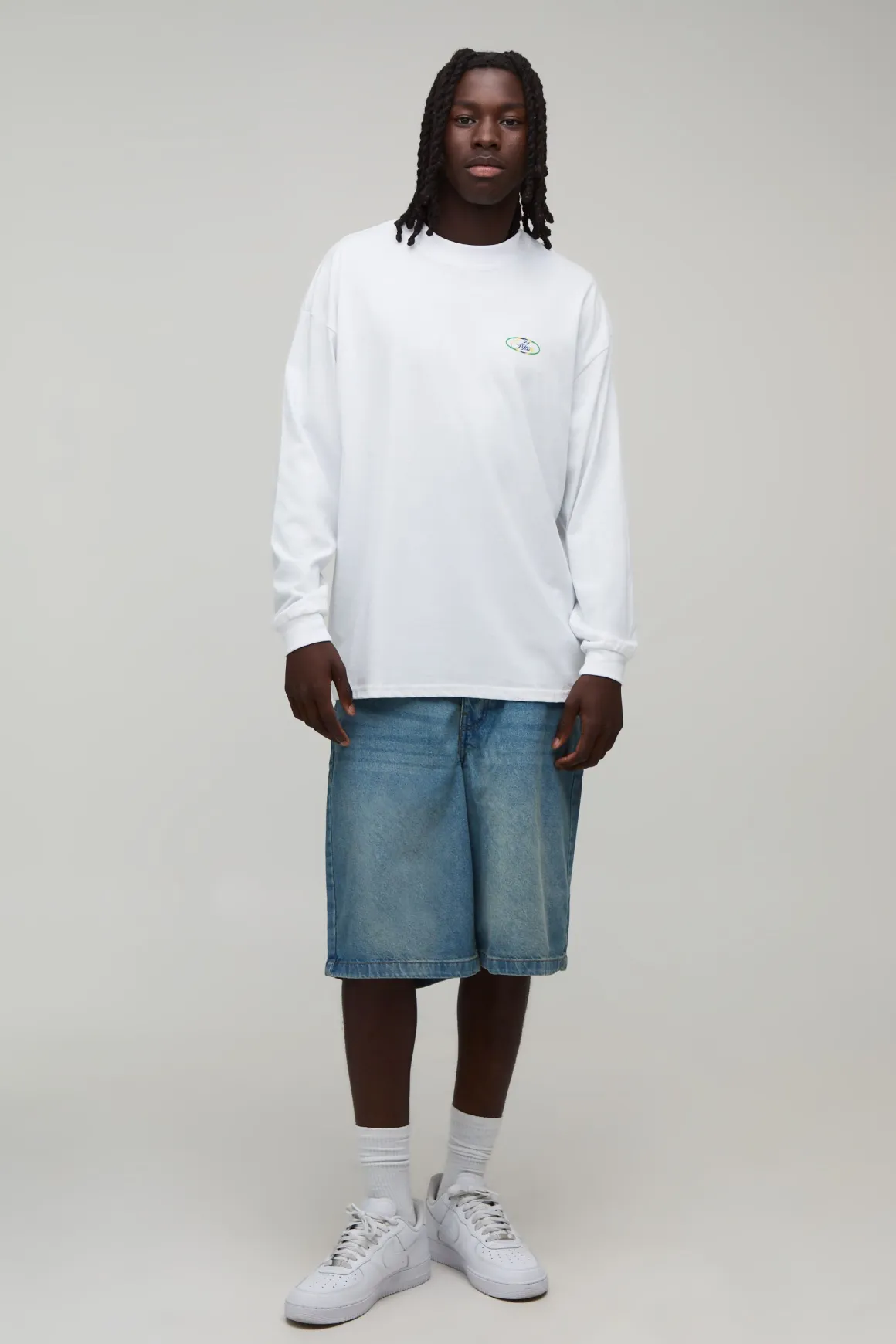 T-shirt Manches Longues Homme Oversize À Inscription Brazil