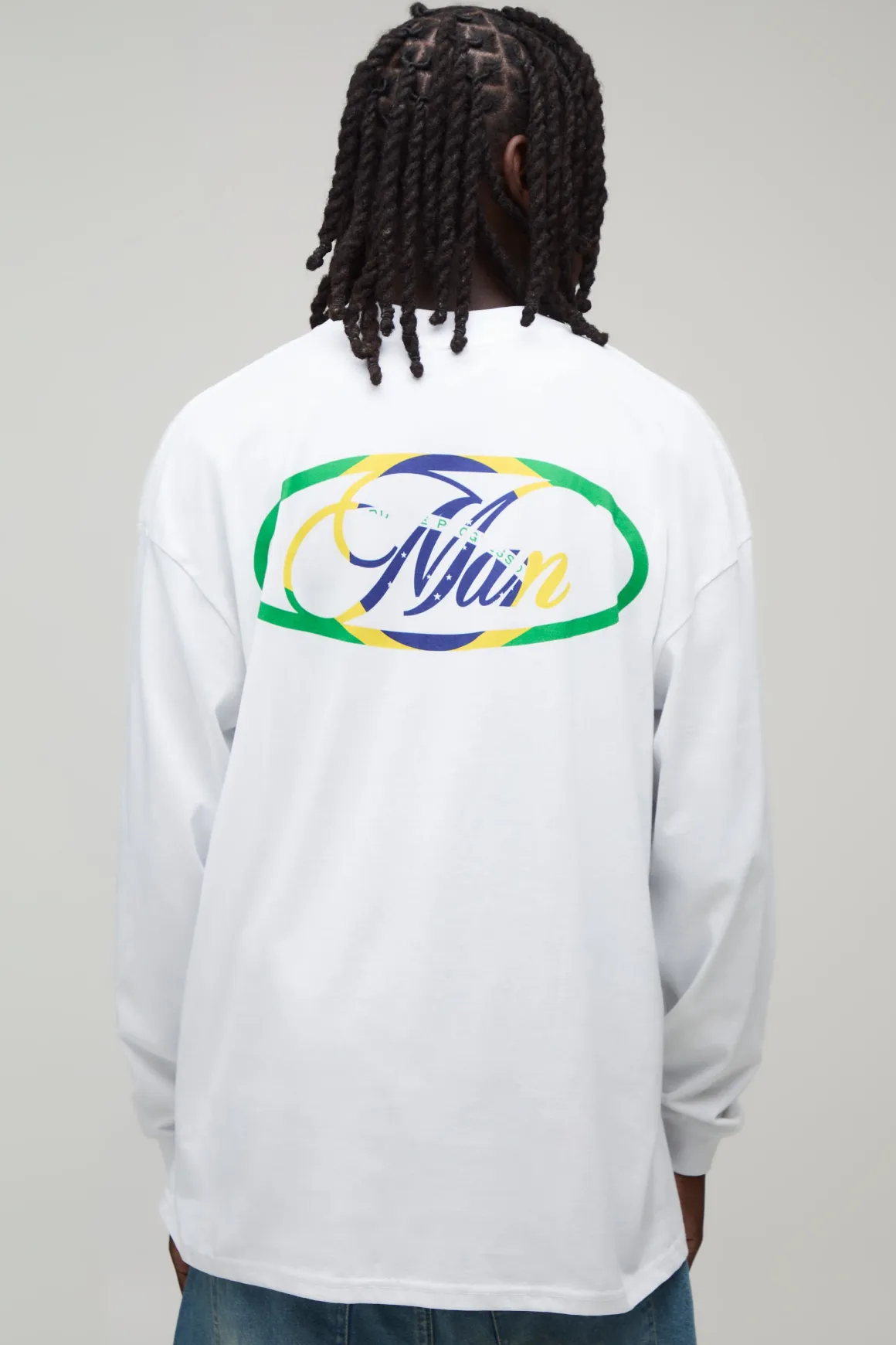 T-shirt Manches Longues Homme Oversize À Inscription Brazil