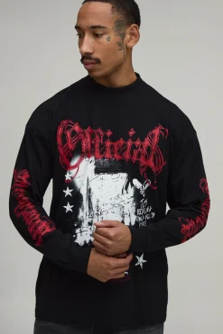 T-shirt À Manches Longues Imprimé Grunge Oversize