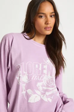 boohoo T-shirt à manches longues imprimé Florence Roses<Femme Tops