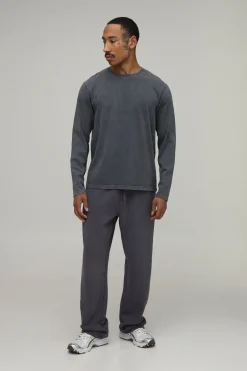 T-shirt À Manches Longues Lavé Coupe Regular Poids Lourd