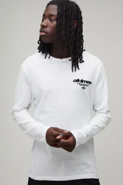 boohooMAN T-shirt À Manches Longues Officiel Avec Logo<Homme T-Shirts Impriméstendances|T-Shirts