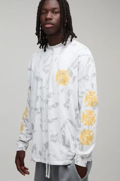 boohooMAN T-shirt Manches Longues Oversize Tie Dye Avec Imprimé Officiel<Homme T-Shirts Impriméstendances|T-Shirts