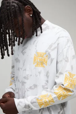 boohooMAN T-shirt Manches Longues Oversize Tie Dye Avec Imprimé Officiel<Homme T-Shirts Impriméstendances|T-Shirts