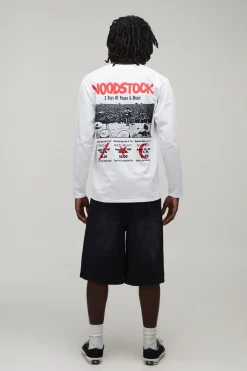 boohooMAN T-shirt À Manches Longues Oversize Imprimé Licence Woodstock<Homme T-Shirts Impriméstendances|T-Shirts
