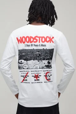 boohooMAN T-shirt À Manches Longues Oversize Imprimé Licence Woodstock<Homme T-Shirts Impriméstendances|T-Shirts