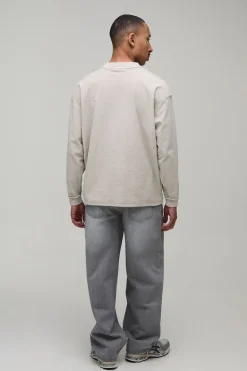 T-shirt Manches Longues Oversize Coupe Carrée Imprimé Colombe Coutures Apparentes