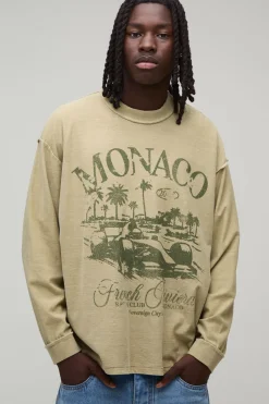 T-shirt Manches Longues Oversize Effet Lavé Monaco Racing Coutures Apparentes