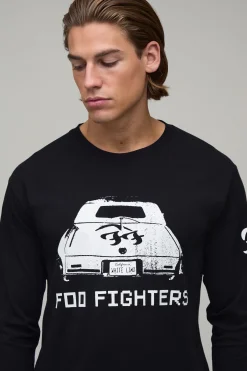 T-shirt Manches Longues Oversize Imprimé Plaque D'immatriculation Foo Fighters